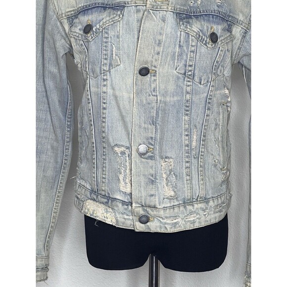 John John Denim Jacket Light Wash Small Distressed Made In Heaven - Picture 3 of 11